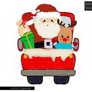Weihnachtstruck Png Sublimationsdesign Digitaler Download, Weihnachtstruck Mit Santa Rentier Png, Santa Png, Vintage LKW, Kinder Png