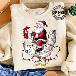 Santa Chicken Png Christmas Cowboy Chicken Png Sublimation Design Digital Download