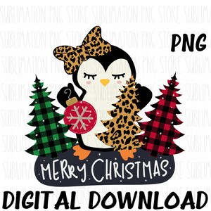 Diseño de sublimación de pingüino de feliz Navidad PNG, descarga digital, diseño de sublimación de pingüino PNG, Navidad PNG, sublimación navideña