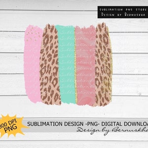 Pink Mint Leopard Brush Strokes Background Sublimation Design, Leopard ...