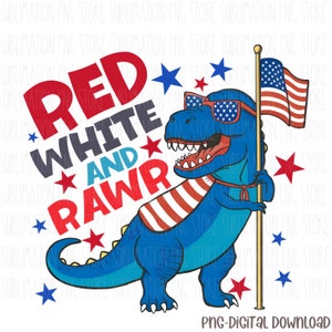4 luglio Dinosaur Png Sublimazione Design Download Digitale