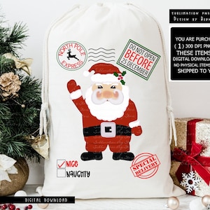 Weihnachtsmann Sack Png Sublimationsdesign Digitaler Download, Weihnachten Png, Weihnachtsmann Tasche Png-Datei, Weihnachtsgeschenk Tasche Png, Weihnachtsmannpaket Png, Weihnachtsmann Png