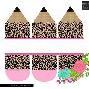 Leopard Pencil Trio Monogram Frame Png Sublimation Design Download, Lápis Cheetah Png Sublimation Designs, Nome Frame, De Volta Às Aulas Png,