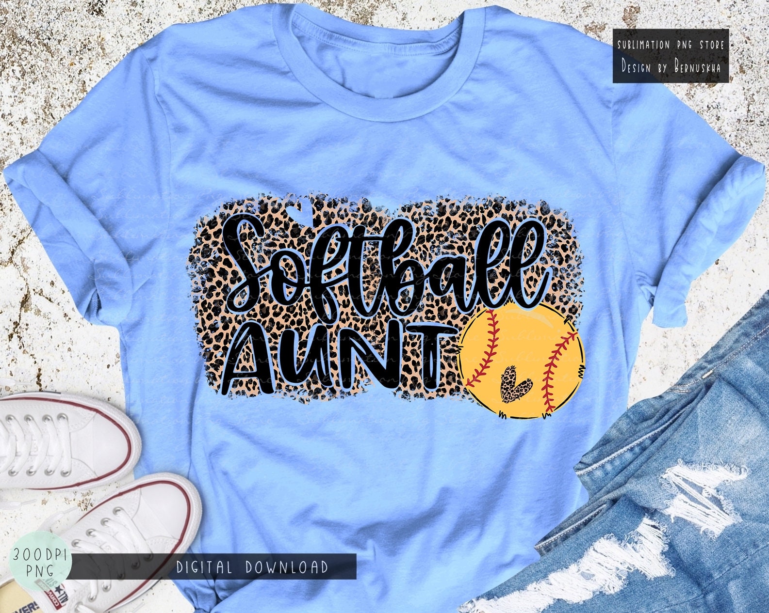 Softball Aunt Png Sublimation Design Download Leopard Etsy