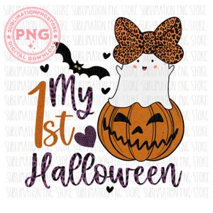 Meu Primeiro Halloween Menina Png Sublimação Design Digital Download, Bebê Halloween Png, Fantasma Bonito Halloween Png, Meu Primeiro Halloween Png Design