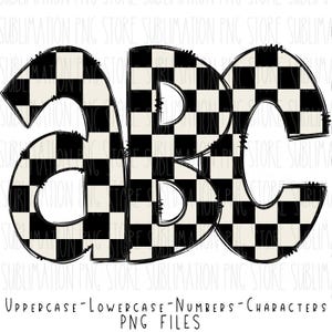 Alfabeto Xadrez Png Doodle Letras Clipart Bundle Sublimation Design Png Digital Download