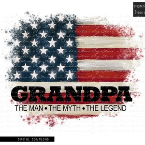 Grandpa The Man The Myth The Legend Png Sublimation Design Download, Father's Day Png, Colorful Grandpa Sublimation Design Download