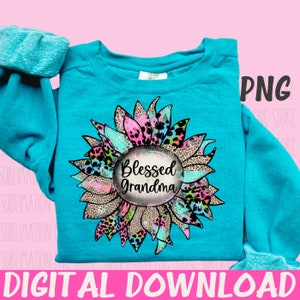 Gesegnete Oma Png Sublimation Design Leopard Sonnenblume Oma Digital Download