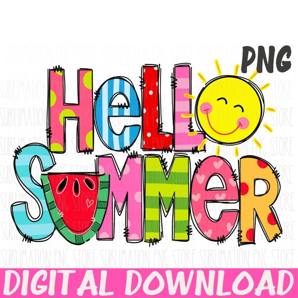 Hello Summer Png, Summer Sublimation Designs Download