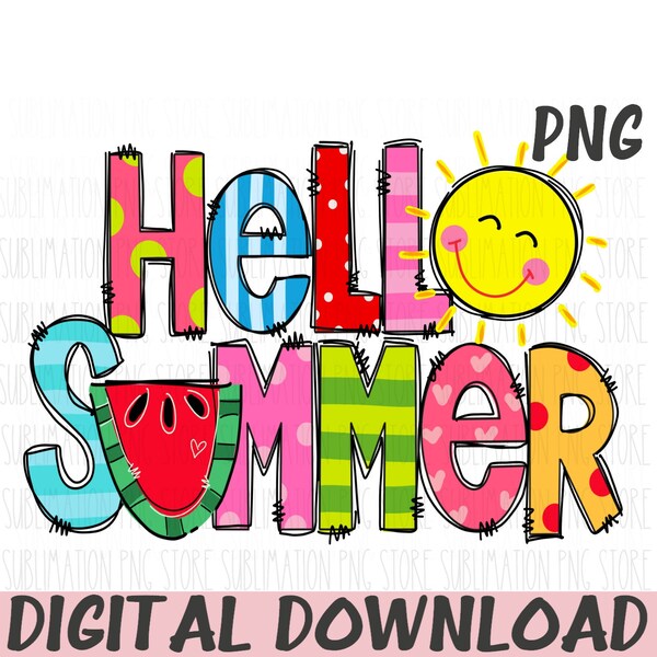 Hello Summer Png, Summer Sublimation Designs Download