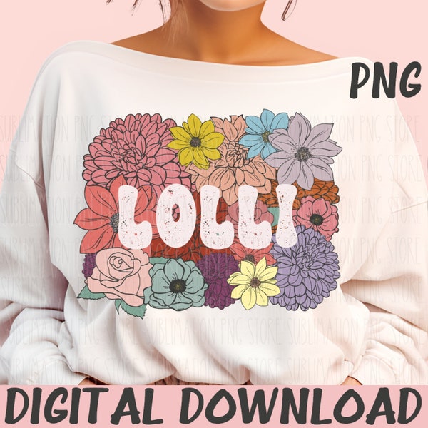 Lolli Png Sublimation Design Floral Boho Retro Digital Download