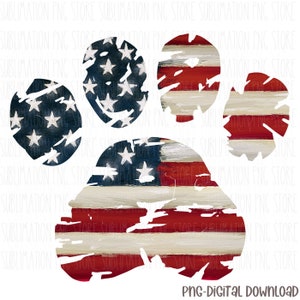 Amerikaanse vlag hond poot sublimatie ontwerp 4 juli Independence Day digitale download