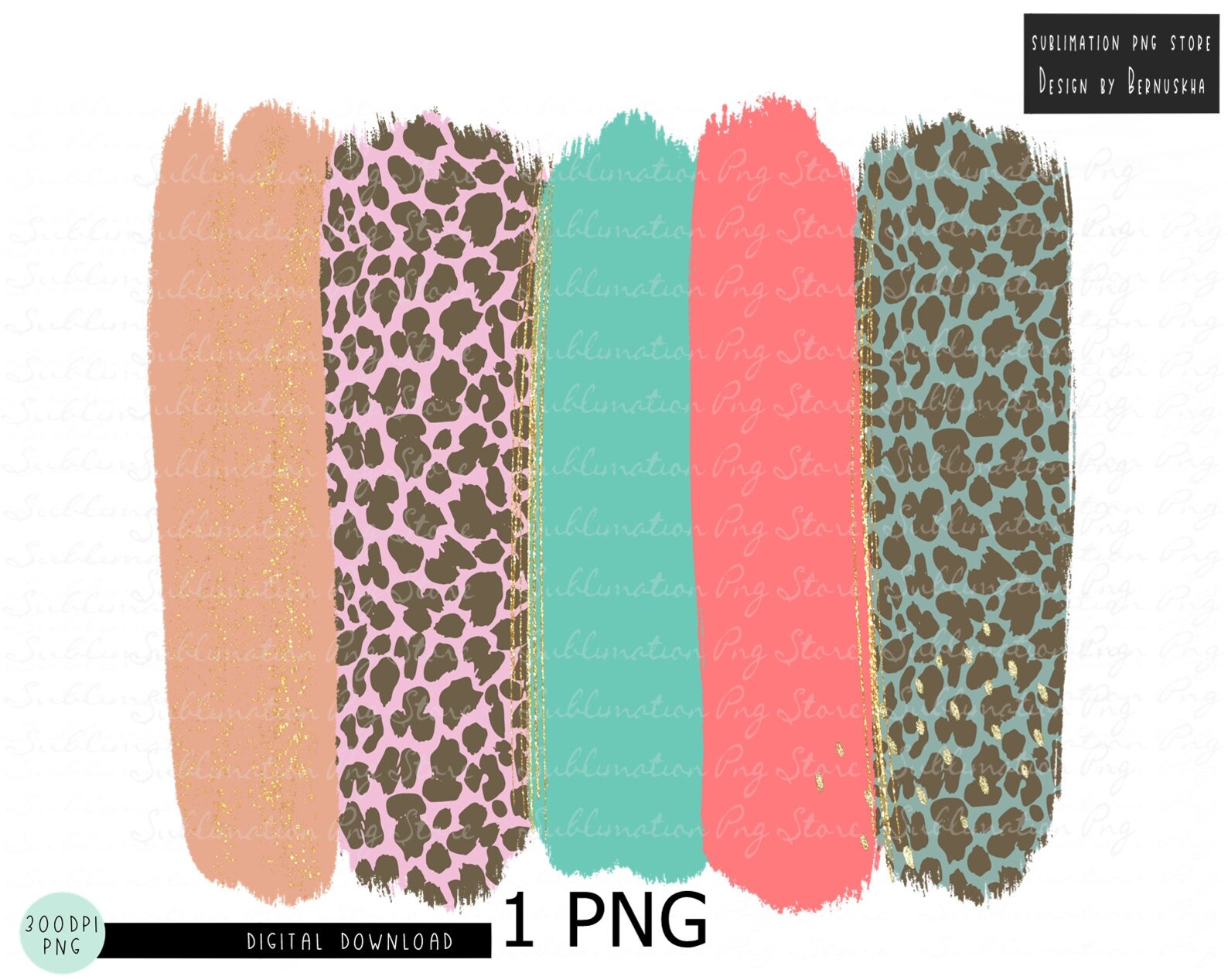 Leopard Brush Stroke Png Background Sublimation Design Etsy