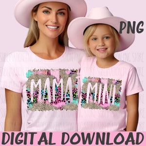 Descargar diseño de sublimación Mama Mini Png, Mamá y yo a juego Png, Mama Png, Mini Png, Leopardo, Guepardo, Descarga digital