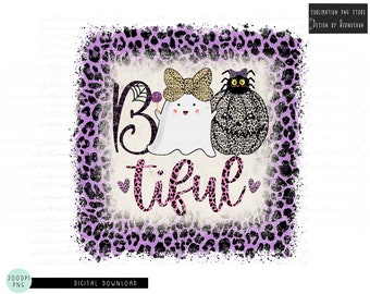 Bootiful Halloween Png Sublimation Design Digital Download, Cute Girl Ghost Png, Leopard Cheetah Halloween Png Design, Kids Halloween Png