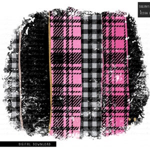 Pink Black Buffalo Plaid Background Sublimation Design Download, Brush Background Png, Brush Strokes Background Png File for Sublimation