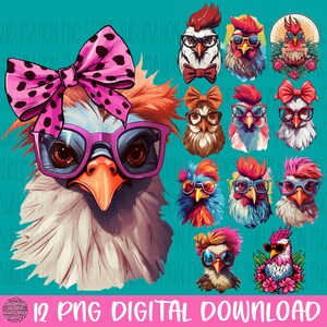 Clipart poulet drôle de poulet Png sublimation Design téléchargement numérique