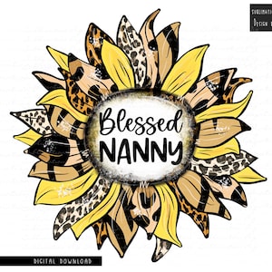 Téléchargement de conception de sublimation de tournesol de léopard de nounou bénie, tournesol Png, conception de sublimation de nounou de nounou bénie, fichier Png de nounou
