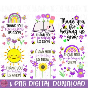 Merci de nous avoir aidés à grandir Png sublimation design professeur Merci Clipart Digital Download