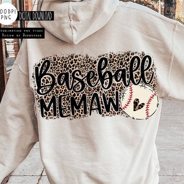 Baseball Memaw Png Sublimation Design Download, Baseball Memaw Png, Leopard Baseball Memaw Png, Baseball Sublimation Png, Memaw Png