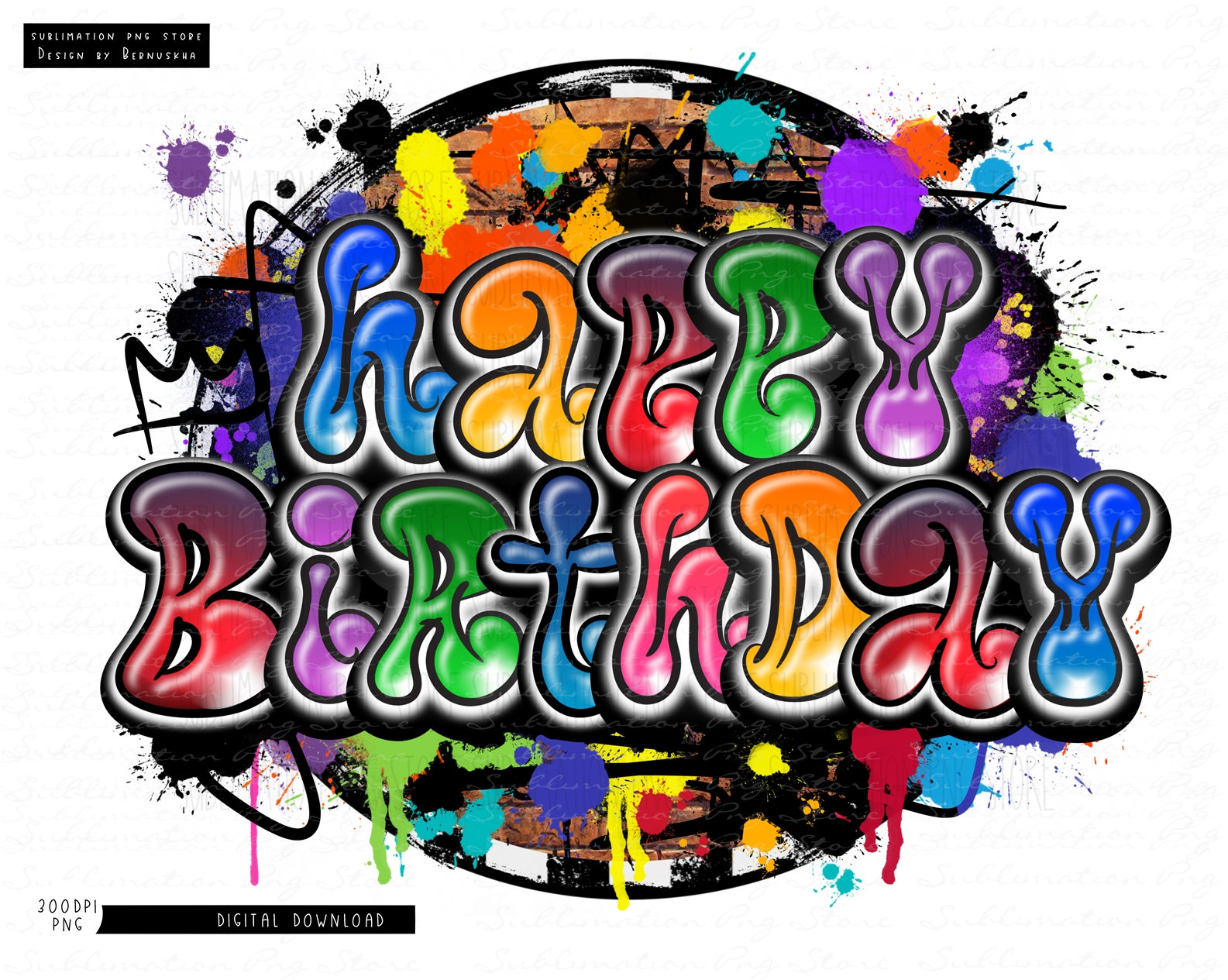 Happy Birthday Png Graffiti Birthday Sublimation Design - Etsy