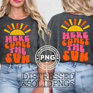 Retro zomer png Here Comes The Sun Solide en noodlijdende digitale png-download