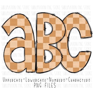 Paquete de imágenes prediseñadas de letras del alfabeto a cuadros en formato PNG, diseño de sublimación, descarga digital