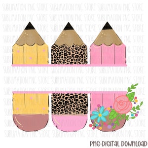 Trio de Lápis Monograma Moldura Png Sublimação Design Download, Meninas De Volta À Escola Png, Desenhos De Sublimação Cheetah Png, Moldura De Nome