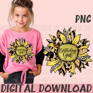 Anniversaire fille Png sublimation Design léopard tournesol téléchargement numérique