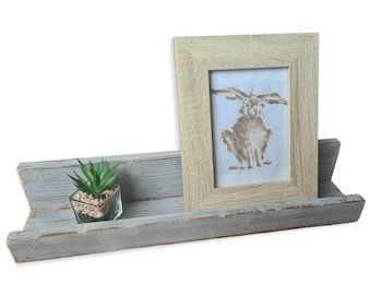 Rustic grey photo shelf, Grey wash, Handmade wooden ledge floating shelf, Slim wall Mounted picture display, Shallow and distressed, Gift