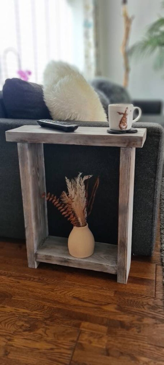 Rustic Wooden End Table Slim Narrow Side Table Sofa Table Solid