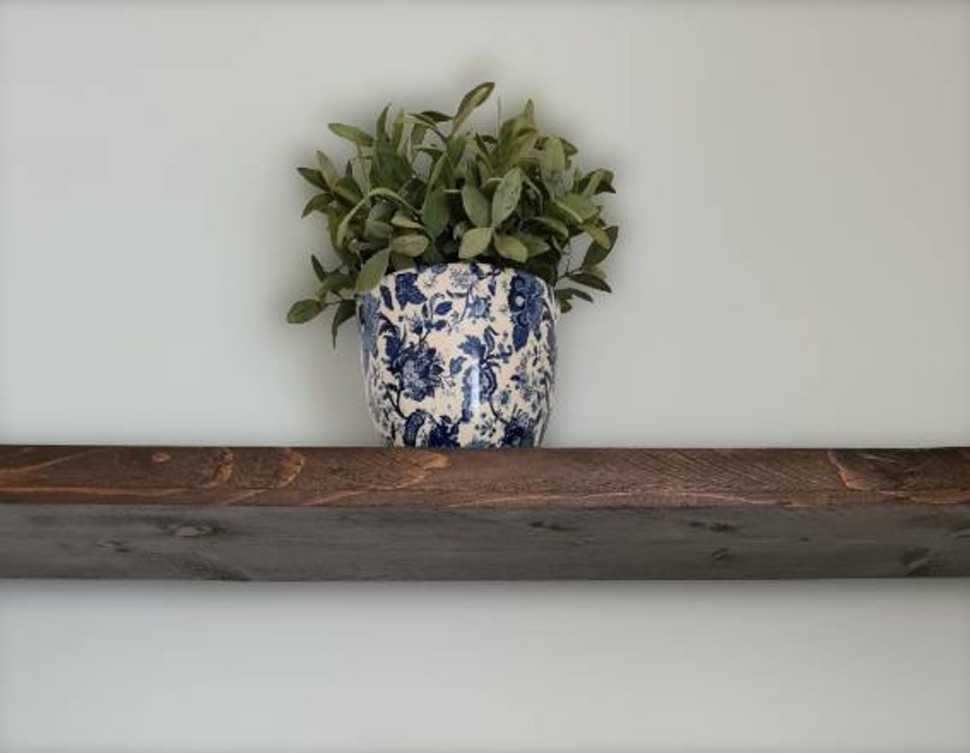 9 Rustic Wooden Chunky Floating Shelf for Plasterboard Walls, Farmhouse