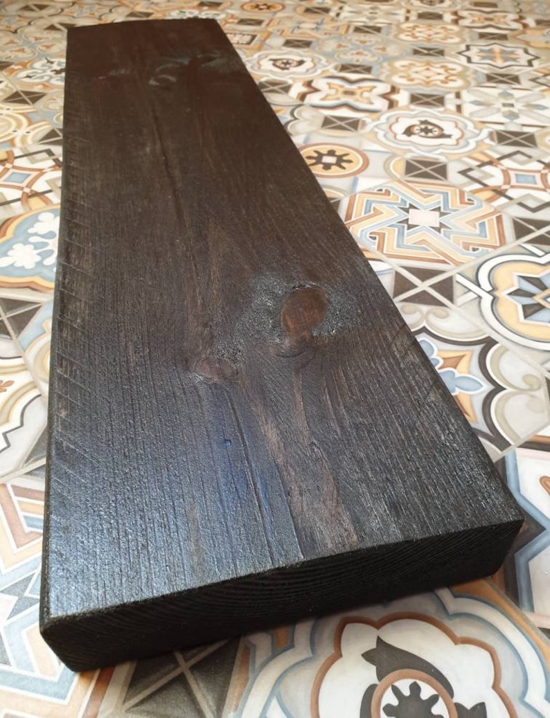Black Rustic Wooden Reclaimed Chunky Floating Shelf Radiator - Etsy UK