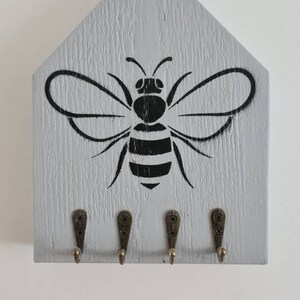 Bee Key Hooks, Key Holder, House Key Rack, Wooden House, Rustic Wood ...