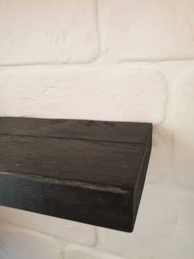 Black Rustic Wooden Reclaimed Chunky Floating Shelf Radiator - Etsy UK