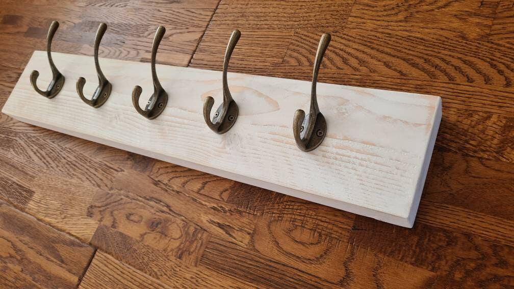 White Washed Distressed Rustic Coat Rack Black White Wash | Etsy UK