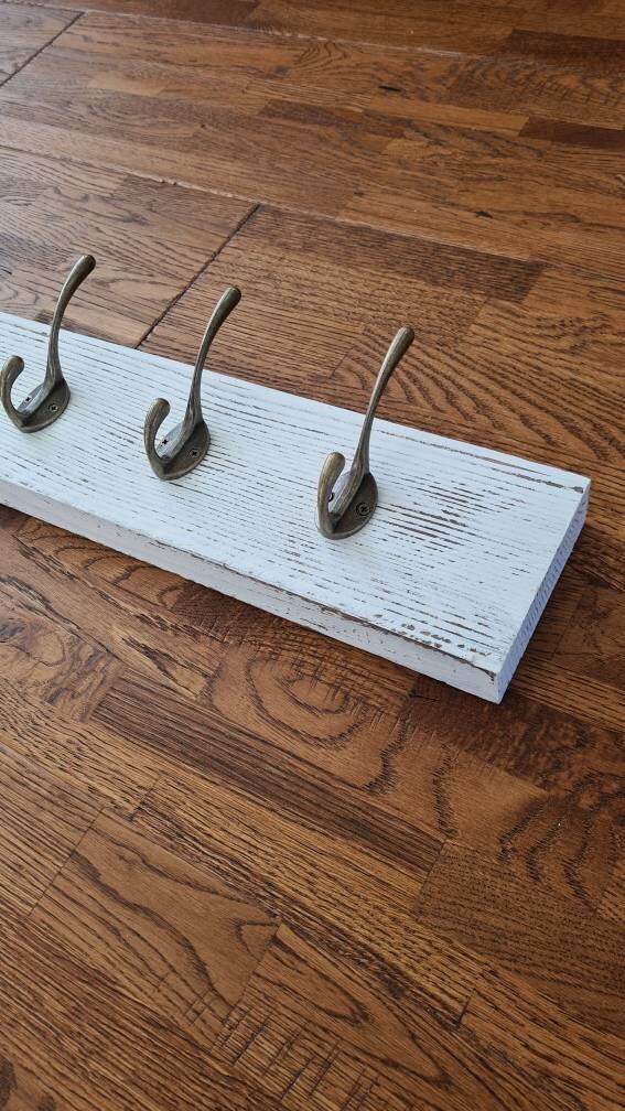 White Washed Distressed Rustic Coat Rack Black White Wash | Etsy UK