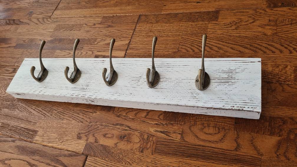 White Washed Distressed Rustic Coat Rack Black White Wash | Etsy UK