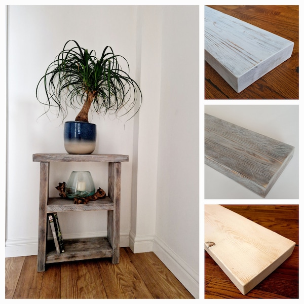 Rustic wooden console table with shelf, Slim narrow side hallway table, Handmade Bookcase rustic grey wash, White wash or dark white wash