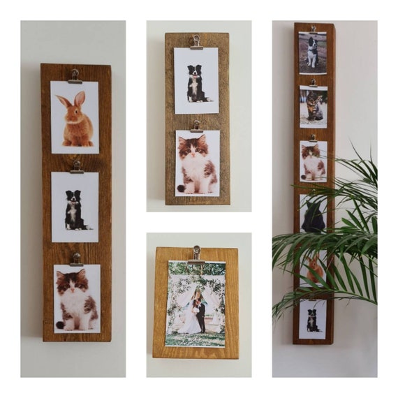 Marco de fotos múltiple de pared de madera rústica, decoración colgada en  la pared, marco de