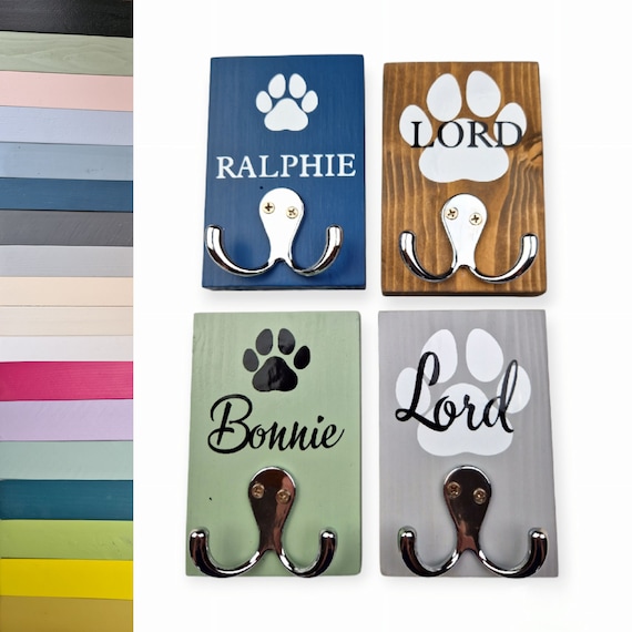 Personalised Lead Hanger, Dog Lead Hook, Handmade Rustic Dog Lead