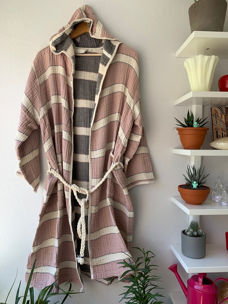 Hooded Bath Rope Light Bath Robe Double Layer Robe Hooded Etsy