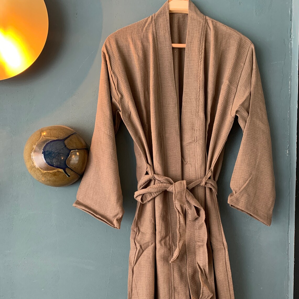 Waffle Linen Bathrobe Linen Robe Linen Dressing Gown Soft Etsy