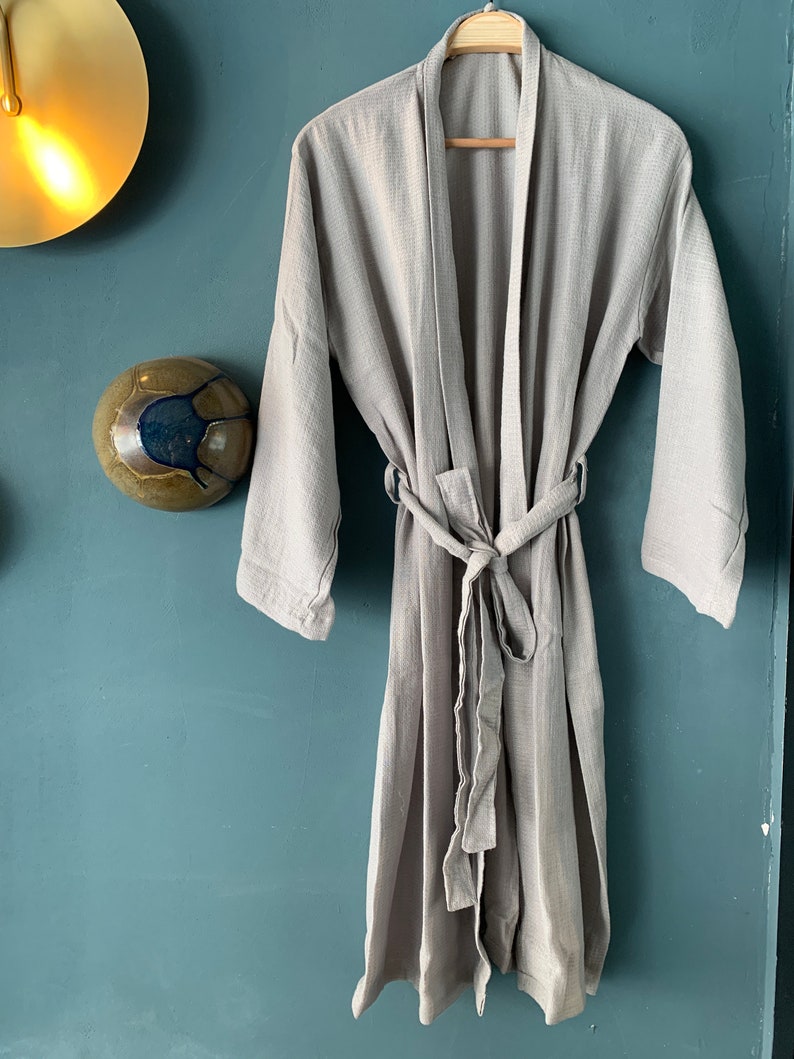 Waffle Linen Bathrobe Linen Robe Linen Dressing Gown Soft Etsy