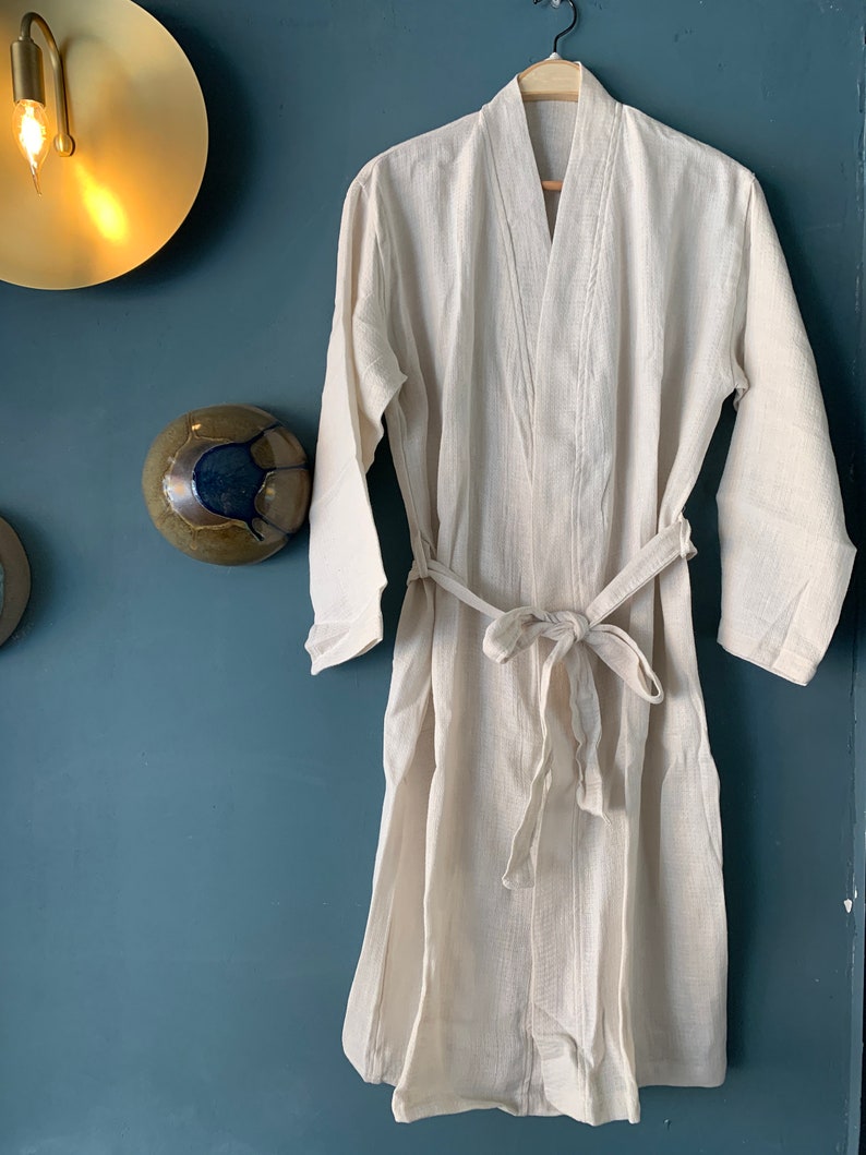 Waffle Linen Bathrobe Linen Robe Linen Dressing Gown Soft Etsy