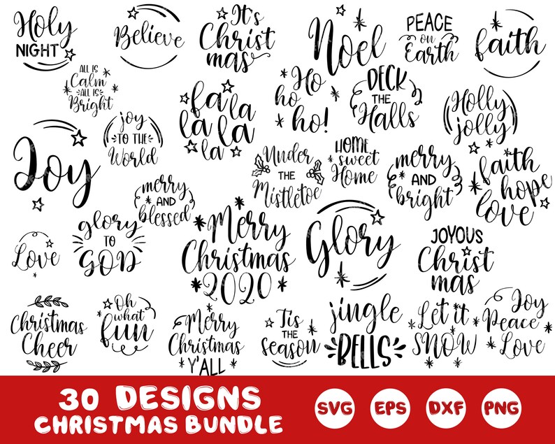 Download Christmas SVG bundle 2020 Christmas words ornaments Merry ...