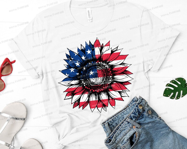 American Flag Sunflower PNG Sublimation Designs Digital - Etsy