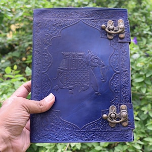 Leather Journal Handmade Blue Notebook Leather Diary With Lock For Travel Journal Notebook
