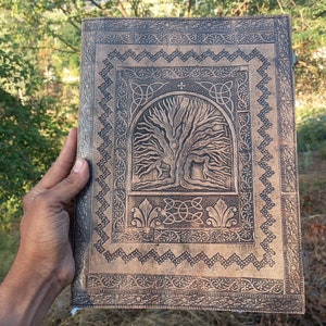 Classeur à anneaux 2/3/4 en cuir personnalisé, classeur en cuir, couverture en cuir, chemise en cuir, classeur grimoire en cuir, classeur A4 arbre de vie