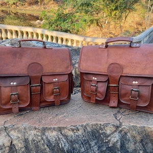 Leather Motorcycle Saddlebags: Large Bike Panniers, Vegetable Tanned
